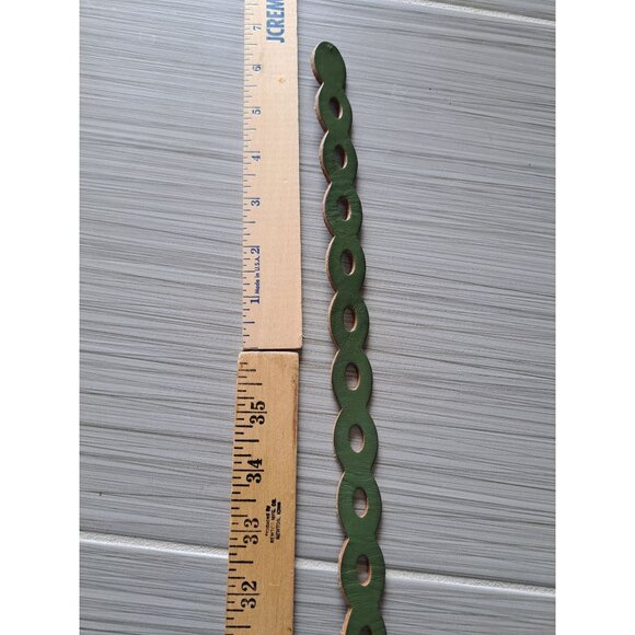 Fossil Green Leather Cutout Belt With Silver Buckle Womens Size L - Picture 9 of 10